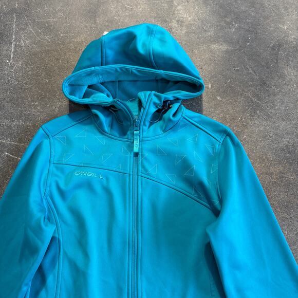 O'Neill Jacket Womens L Blue Full Zip Hooded Pockets Surf Skater Retro Y2K - Picture 2 of 8